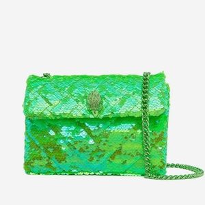 NEW! KURT GEIGER Kensington Medium Green Sequin Crossbody Bag